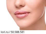 Close up of beautiful pink lips. Стоковое фото, агентство Ingram Publishing / Фотобанк Лори