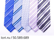 Five multi-colored tie isolated on white. Five tie. Стоковое фото, агентство Ingram Publishing / Фотобанк Лори