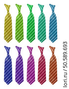 Ten multi-colored tie isolated on white. Ten multi-colored tie. Стоковое фото, агентство Ingram Publishing / Фотобанк Лори
