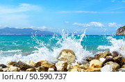 Waves of the sea. Mirabellno Bay, Crete, Greece. Стоковое фото, агентство Ingram Publishing / Фотобанк Лори