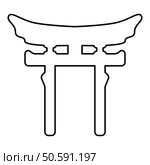 Torri gate symbol Shinto Japanese Arch Asian Toria travel concept contour outline line icon black color vector illustration image thin flat style simple. Torri gate symbol Shinto Japanese Arch Asian Toria travel concept contour outline line icon black color vector illustration image thin flat style. Стоковая иллюстрация, агентство Ingram Publishing / Фотобанк Лори