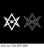 Thelema Unicursal Hexagonal symbol Unprocessing hexagram Telemma sacred geometry set icon white color vector illustration image simple solid fill outline contour line thin flat style. Thelema Unicursal Hexagonal symbol Unprocessing hexagram Telemma sacred geometry set icon white color vector illustration image solid fill outline contour line thin flat style. Стоковая иллюстрация, агентство Ingram Publishing / Фотобанк Лори