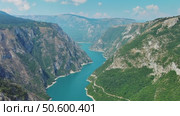 Piva river canyon aerial Montenegro. Стоковое видео, видеограф Михаил Коханчиков / Фотобанк Лори