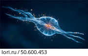 Bioluminescent Jellyfish in Deep Ocean. Стоковое AI-изображение, AI-художник Кирилл Черезов / Фотобанк Лори