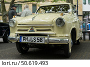 BERLIN - MAY 10, 2025: Rare Lloyd Alexander Kombi (1958) at Classic Days Berlin exhibition. Vintage German microcar with distinctive styling. Редакционное фото, фотограф Sergey Kohl / Фотобанк Лори