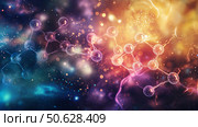 Molecular structures in chemical interactions. Стоковое AI-изображение, AI-художник Михаил Коханчиков / Фотобанк Лори