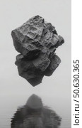 Conceptual Black and White Rock Rotating Above Rippling Water. Стоковое AI-видео, аниматор Николай Вдовиченко / Фотобанк Лори