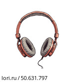 Stylish headphones with padded ear cups Isolated on white background. Стоковое AI-изображение, AI-художник Елена Скрипкина / Фотобанк Лори