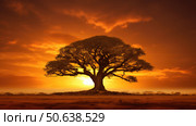 sunsilhouette golden background ai generated. Стоковое AI-изображение, AI-художник Vectorwin / Фотобанк Лори