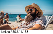 strawhat summer beard ai generated. Стоковое AI-изображение, AI-художник Vectorwin / Фотобанк Лори