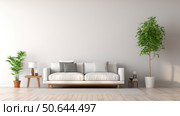 focal living room with empty wall ai generated. Стоковое AI-изображение, AI-художник Vectorwin / Фотобанк Лори
