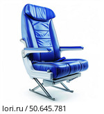 Comfortable passenger airplane seat isolated on white background. Стоковое AI-изображение, AI-художник Иван Рябоконь / Фотобанк Лори