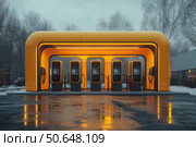 Electric Vehicle and Bus Charging Points. Shot of modern electric power charging station for EV, PHEV and HEV near store. Charging Station Electric Car Charging Station. Стоковое AI-изображение, AI-художник Ирина Михайличенко / Фотобанк Лори