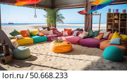 breakout office on beach ai generated. Стоковое AI-изображение, AI-художник Vectorwin / Фотобанк Лори