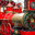 Christmas locomotive on the street of Moscow. New Year's postcard 2026. Beautiful Christmas background with a train. Concept of preparing decorations and attire for the New Year. Стоковое фото, фотограф Photojuli / Фотобанк Лори