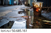 alleyway dirty water cup ai generated. Стоковое AI-изображение, AI-художник Vectorwin / Фотобанк Лори