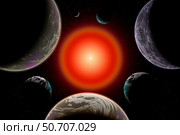 Artist's concept of the Trappist-1 star system. Стоковое фото, фотограф Mark Stevenson/Stocktrek Images / ТАСС / Фотобанк Лори