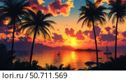 realistic sunsets palm trees. Стоковое фото, фотограф Vectorwin / Фотобанк Лори