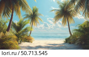 serene palm trees beach. Стоковое фото, фотограф Vectorwin / Фотобанк Лори