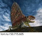 Dimetrodon was an extinct genus of synapsid from th Early Permian period. Стоковое фото, фотограф Philip Brownlow/Stocktrek Images / ТАСС / Фотобанк Лори