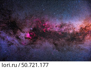 The constellation of Cygnus the Swan, showing the variety of colors in the star clouds and nebulas in this section of th Alan Dyer/Stocktrek Images. Стоковое фото, агентство ТАСС / Фотобанк Лори