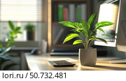 cactus desk plant. Стоковое фото, фотограф Vectorwin / Фотобанк Лори