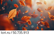 Vibrant Autumn Leaves Falling Gently in a Tranquil Forest Setting. Стоковое AI-видео, аниматор Юлия Гапеенко / Фотобанк Лори