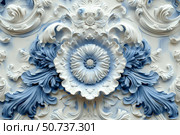 Decorative floral pattern embellishing a classic architectural frieze. Стоковое AI-изображение, AI-художник Иван Рябоконь / Фотобанк Лори