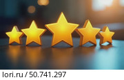 Gold five star rating feedback on virtual sreen. Customer review satisfaction feedback. Concept of satisfaction, quality and performance. Стоковое AI-видео, аниматор Sergey Grishin / Фотобанк Лори