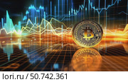 Gold token cryptocurrency with chart background. Digital coin analysis, financial growth of blockchain, and global crypto market trends footage. Стоковое AI-видео, аниматор Анжелика Самсонова / Фотобанк Лори