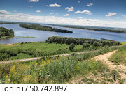 View of the confluence of the Toima river into the Kama river, Elabuga, Tatarstan, Russian Federation. Стоковое фото, фотограф Ольга Сейфутдинова / Фотобанк Лори