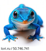 Electric Blue Gecko Posing for the Camera. Generative AI. Стоковое AI-изображение, AI-художник Roman Zavorotny / Фотобанк Лори
