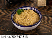 Eggplant dip - Mutabal with tahini paste. Стоковое фото, фотограф Андрей Старостин / Фотобанк Лори