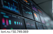 Data analytics dashboard displays various metrics and visualizations for business insights during late afternoon hours. Стоковое AI-изображение, AI-художник Сергей Толмачёв / Фотобанк Лори