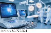 Medical equipment displaying patient vital signs in operating room. Стоковое AI-видео, аниматор Юрий Поздников / Фотобанк Лори