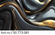 Captivating Flow of Black and Gold Liquid Abstract Design with Shimmering Effects and Smooth Curves, Evoking Luxury and Elegance in a Modern Aesthetic. Стоковое AI-изображение, AI-художник Башкирова Анна / Фотобанк Лори