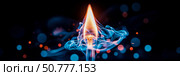 Fiery Incandescence: A Study in Blue and Orange Flames. Стоковое AI-изображение, AI-художник Данила Большаков / Фотобанк Лори