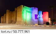 Ribat fortress Monastir in Tunisia ancient city and popular tourist destination on Mediterranean Sea. Color illumination in (2024 год). Стоковое фото, фотограф Яков Филимонов / Фотобанк Лори