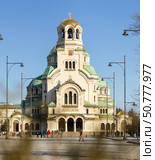 Grand Orthodox Cathedral of St. Alexander Nevsky in Sofia historic center. Стоковое фото, фотограф Яков Филимонов / Фотобанк Лори