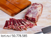 Sliced cured pork shoulder. Стоковое фото, фотограф Яков Филимонов / Фотобанк Лори