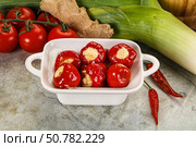Sweet piquant cherry pepper stuffed cheese. Стоковое фото, фотограф Андрей Старостин / Фотобанк Лори