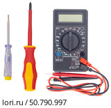Цифровой мультиметр на белом фоне. Digital  multimeter on a white background. Стоковое фото, фотограф Татьяна Д / Фотобанк Лори