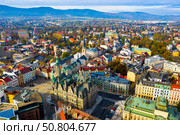 Aerial view of Liberec, Czech Republic (2019 год). Стоковое фото, фотограф Яков Филимонов / Фотобанк Лори