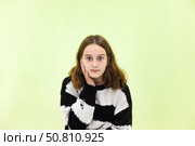 Teen Actress Expresses a Range of Emotions in a Creative Indoor Setting With Vibrant Colors. Стоковое фото, фотограф Aleksandr Golubev / Фотобанк Лори
