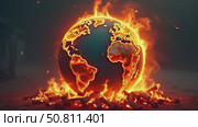 A burning ball of earth on a bonfire, the concept of destruction. Стоковое AI-видео, аниматор ketpro.design / Фотобанк Лори