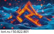 Luminous Fractal Pyramid on Cloudscape. Стоковое AI-видео, аниматор Данила Большаков / Фотобанк Лори