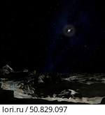 Scene on a planet orbiting the pulsar PSR 1257+12. Стоковое фото, фотограф Ron Miller/Stocktrek Images / ТАСС / Фотобанк Лори