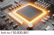 Glowing Microchip on Circuit Board. Стоковое AI-видео, аниматор Кирилл Черезов / Фотобанк Лори