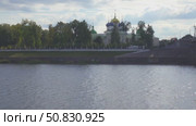 view of Tver, Russia. Savior Transfiguration Cathedral and Tver Regional Picture Gallery seen from above. Стоковое видео, видеограф Куликов Константин / Фотобанк Лори
