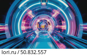 Futuristic Neon Tunnel with Glowing Circuitry. Стоковое AI-видео, аниматор Данила Большаков / Фотобанк Лори